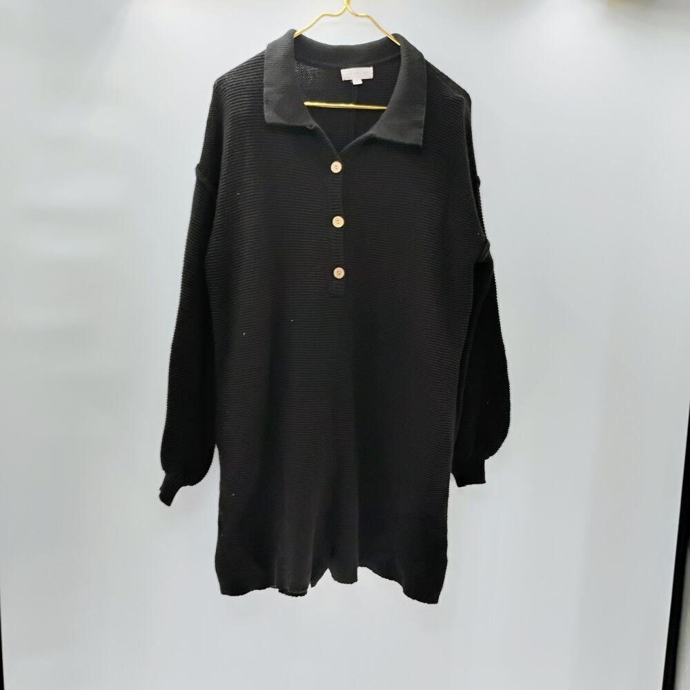 Promesa Button Romper chunky knit polo collar button‎ down long sleeve crotchet - Picture 9 of 14